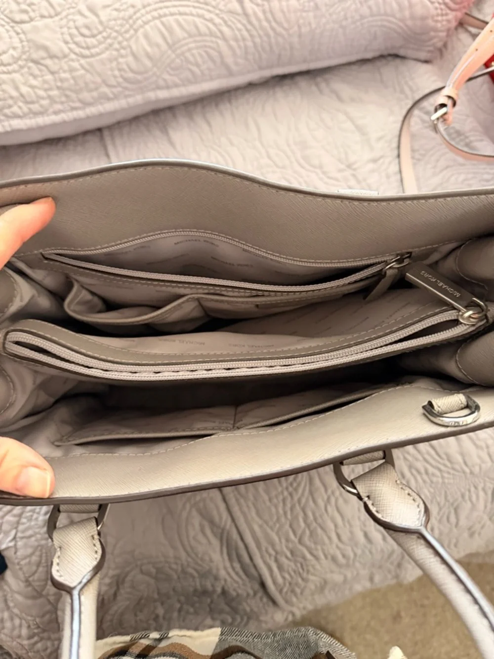 Michael Kors Taupe Leather Chain-Handle Tote